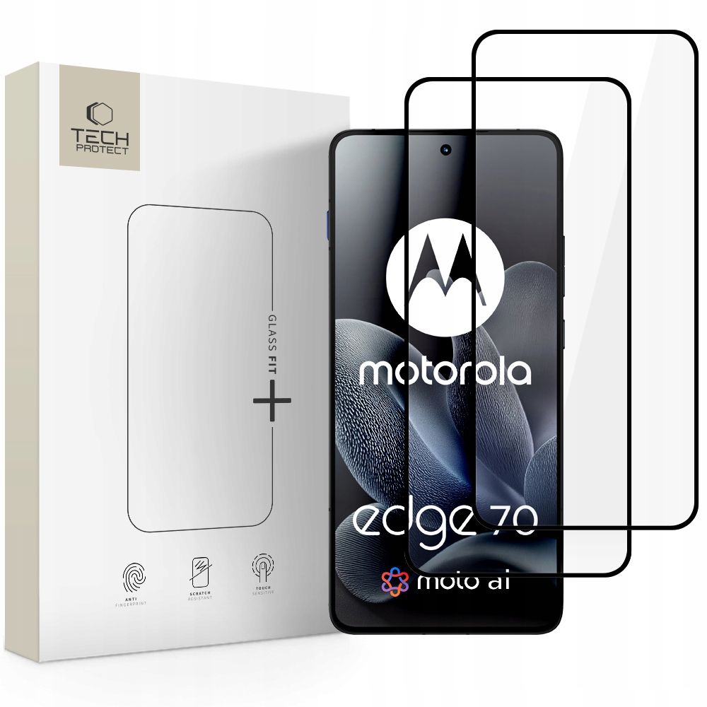 Tech-Protect Glass Fit+ -panssarilasi, 2 kpl:n pakkaus, Motorola Edge 70 5G -mallille, musta
