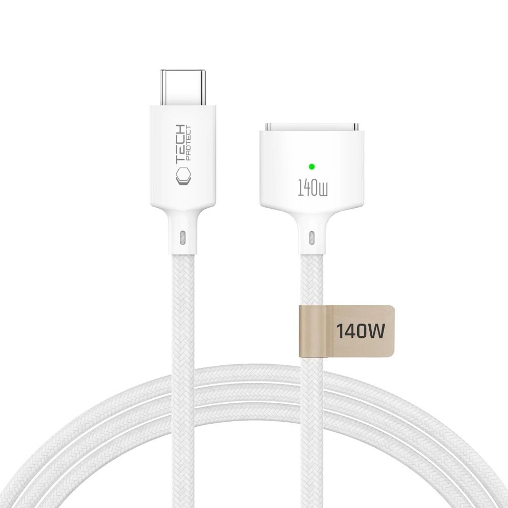 Tech-Protect MMC01 Ultraboost USB-C / USB-C MagSafe 3 140W 200cm kaapeli MacBook - valkoinen