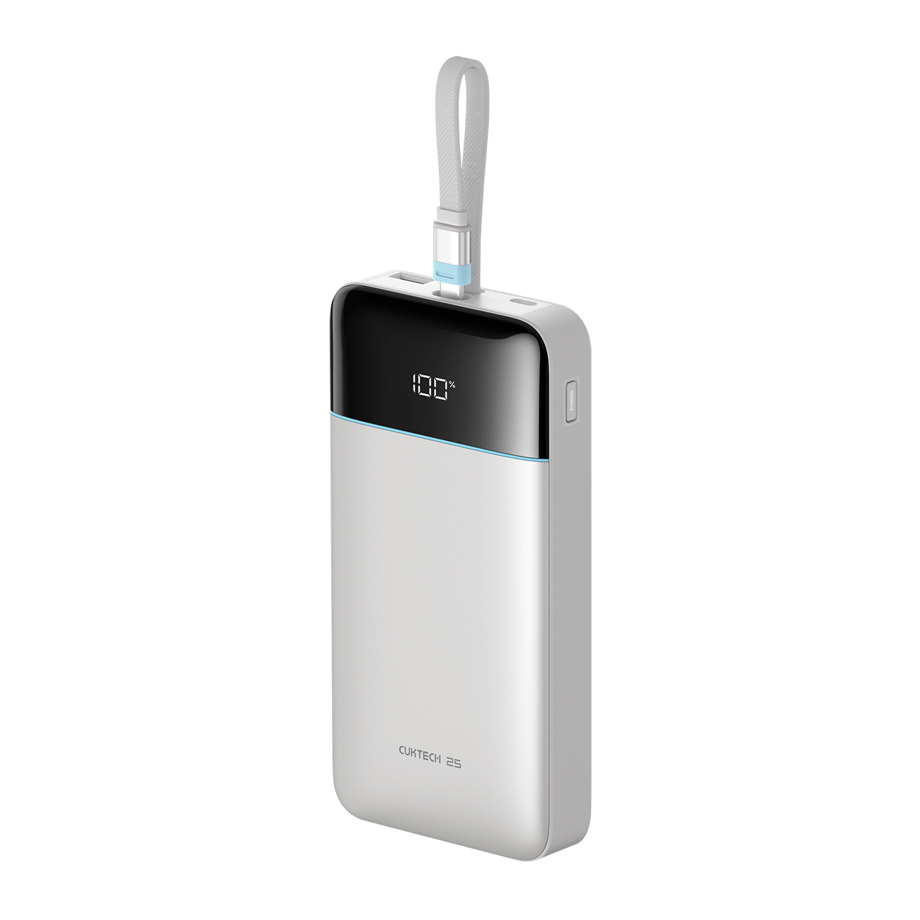 Cuktech LPB252N 120W 25000mAh varavirtalähde sisäänrakennetulla USB-C-kaapelilla – väri: valkoinen
