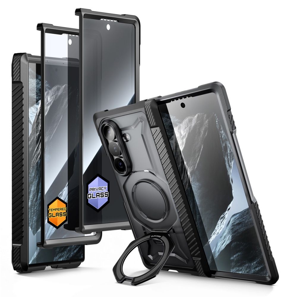 Supcase UB Grip Mag MagSafe -suojakuorisetti, 2 kpl, Samsung Galaxy Z Fold 8 -mallille, musta