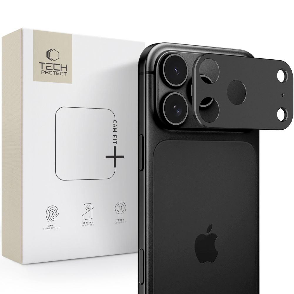 Tech-Protect Camalloy Fit+ -kamerasuoja iPhone 18 Pro -mallille, musta