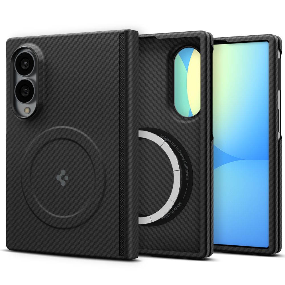 Spigen AirSkin Aramid MagFit MagSafe -suojakuori Samsung Galaxy Z Fold 8 -mallille, musta