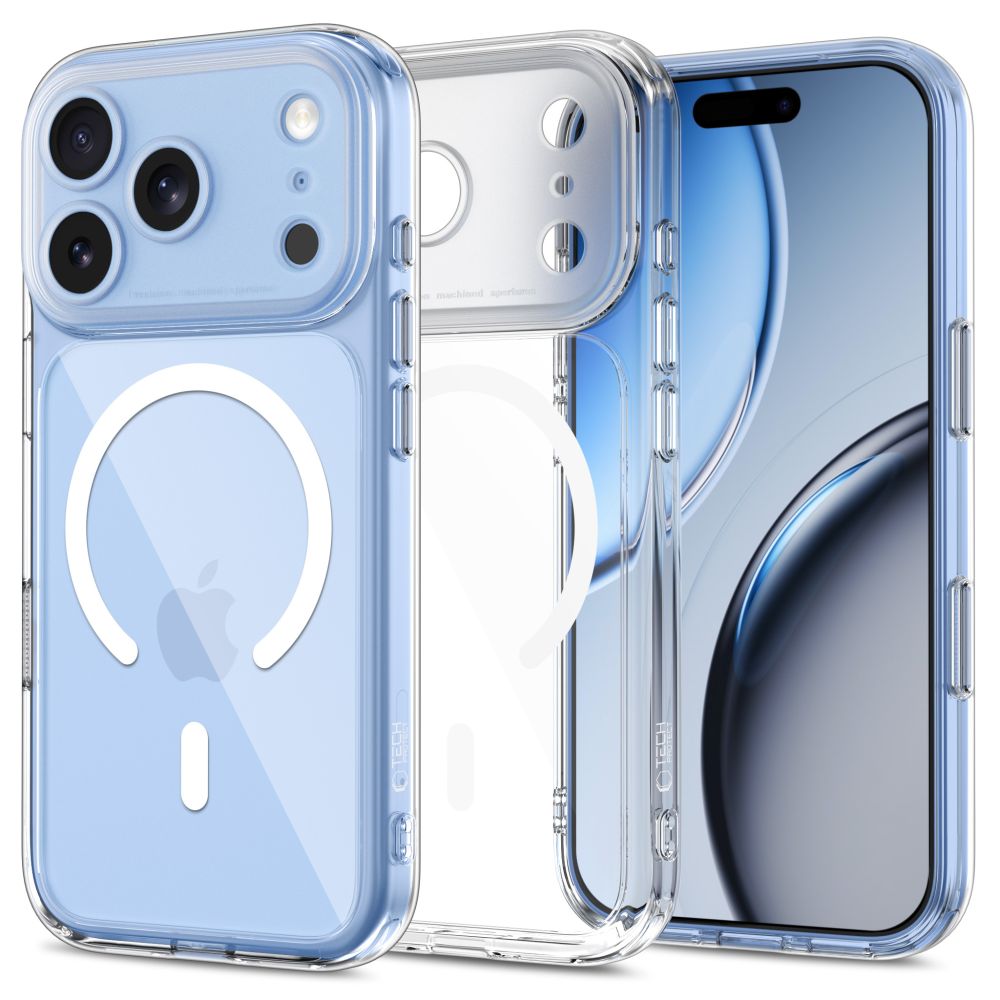 Tech-Protect MagPeak MagSafe CC -suojakuori iPhone 18 Pro / 17 Pro -malleille, läpinäkyvä