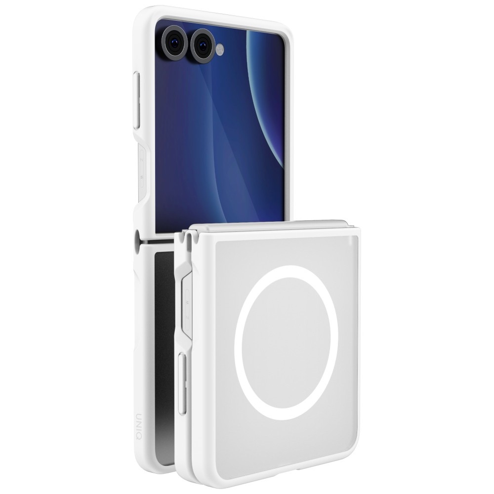 Uniq Veren AF MagClick-latausta tukeva suojakuori mallille Samsung Galaxy Z Flip 8 – väri: valkoinen