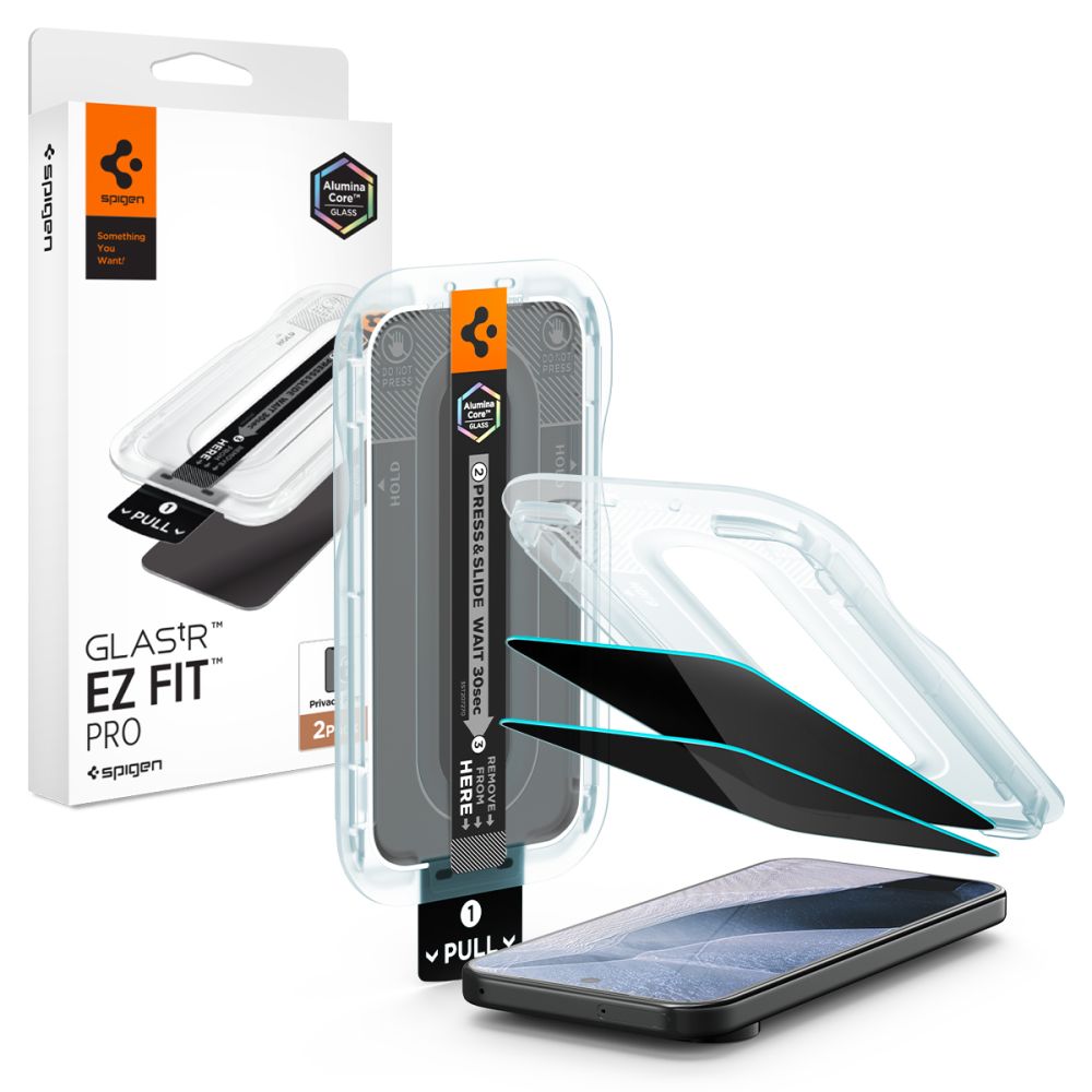 Spigen Glas.tR EZ Fit Pro HD 2 kpl yksityisyyttä suojaavia karkaistuja laseja Google Pixel 10 / 11 -malleille