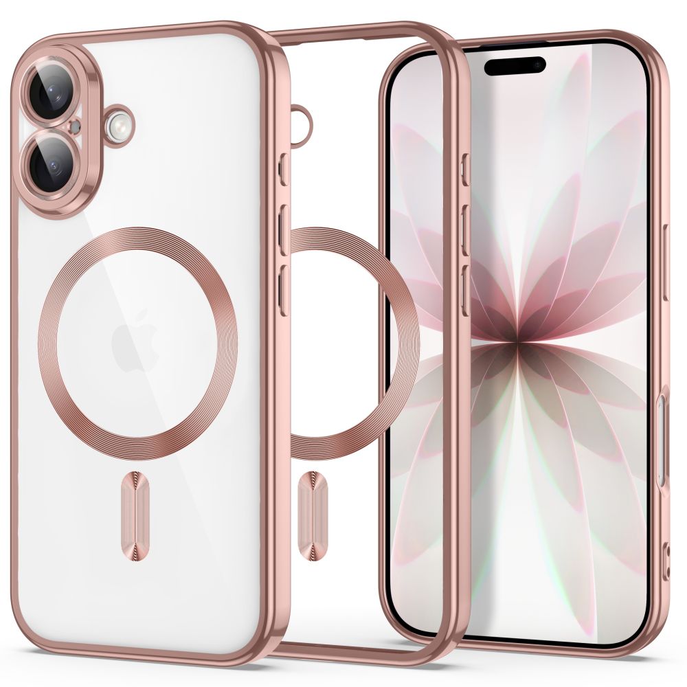 Tech-Protect MagFlex -suojakuori iPhone 17 -mallille, läpinäkyvä vaaleanpunainen