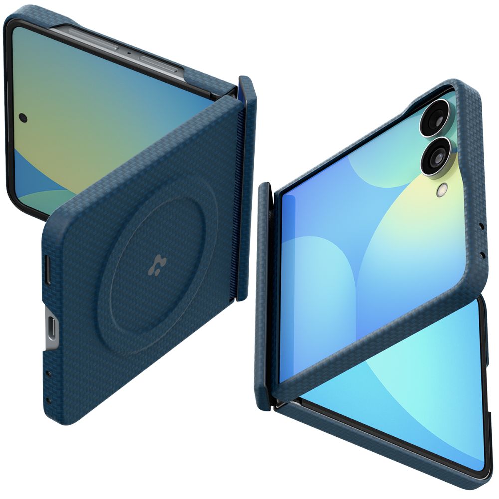 Spigen AirSkin Aramid MagFit MagSafe suojakuori mallille Samsung Galaxy Z Flip 8 – tummansininen