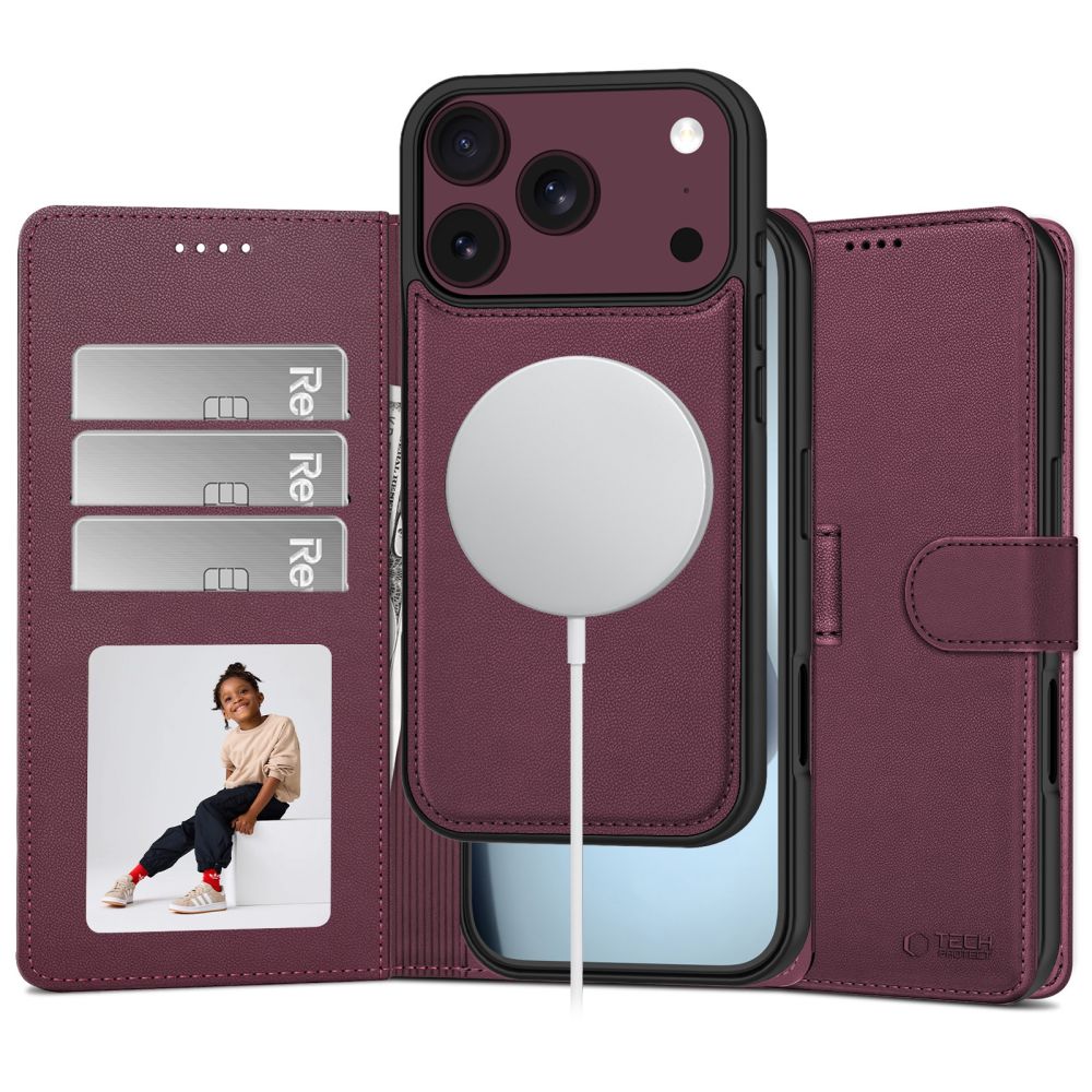 Tech-Protect Wallet MagSafe suojakuori mallille iPhone 17 Pro Max / 18 Pro Max – viininpunainen