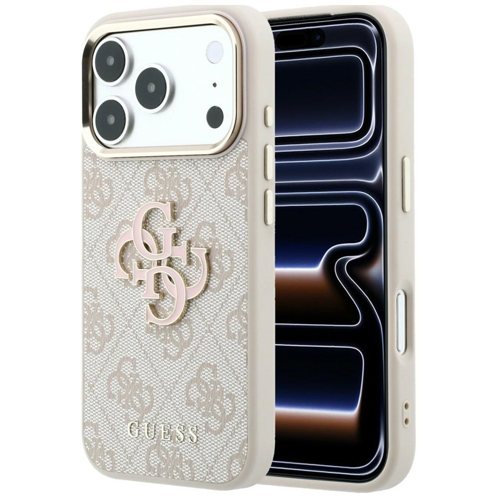 Guess 4G & Big Resin Logo suojakuori mallille iPhone 17 Pro / 18 Pro – väri: vaaleanpunainen