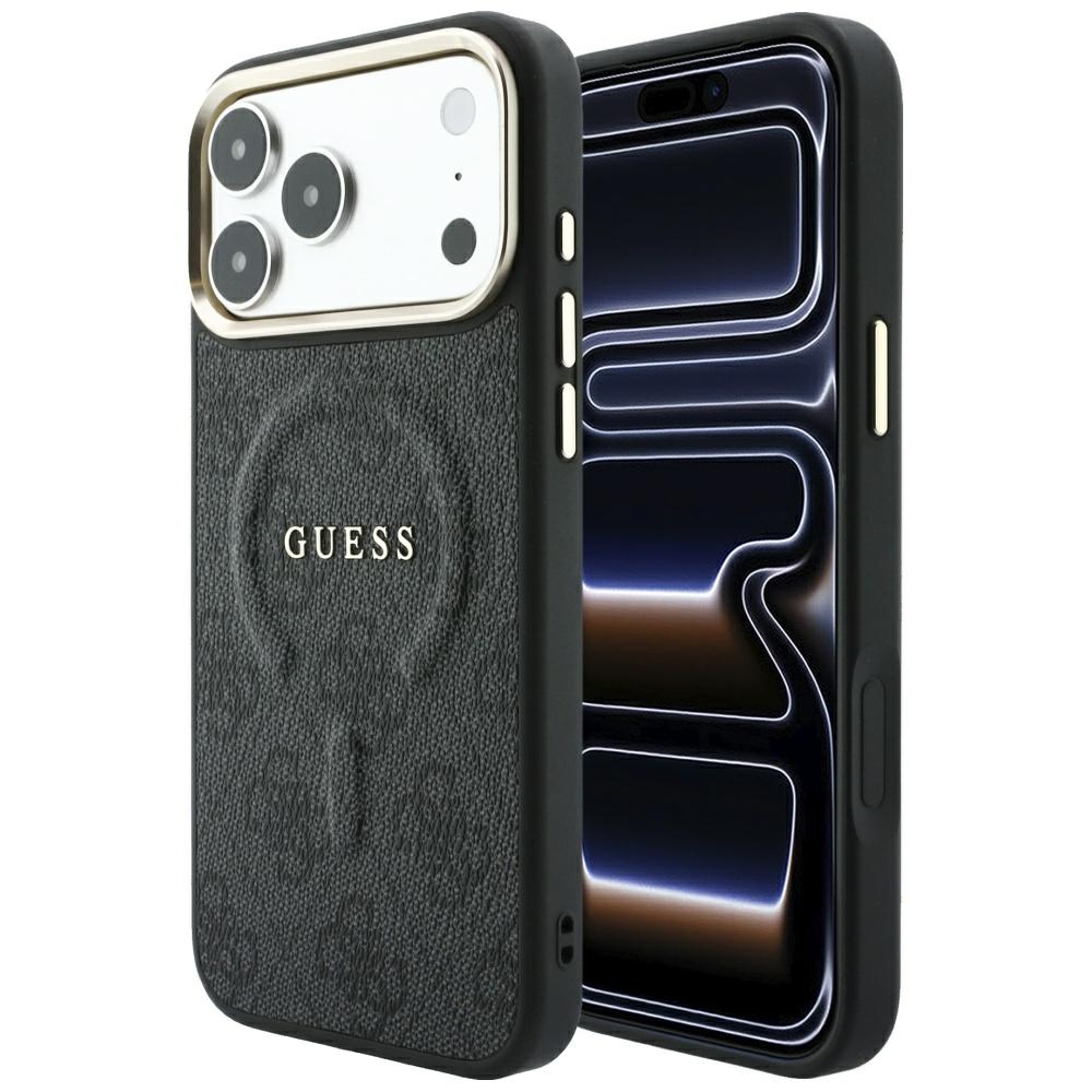 Guess Embossed 4G Classic MagSafe-suojakuori iPhone 17 Pro Max / 18 Pro Max -malleille, musta