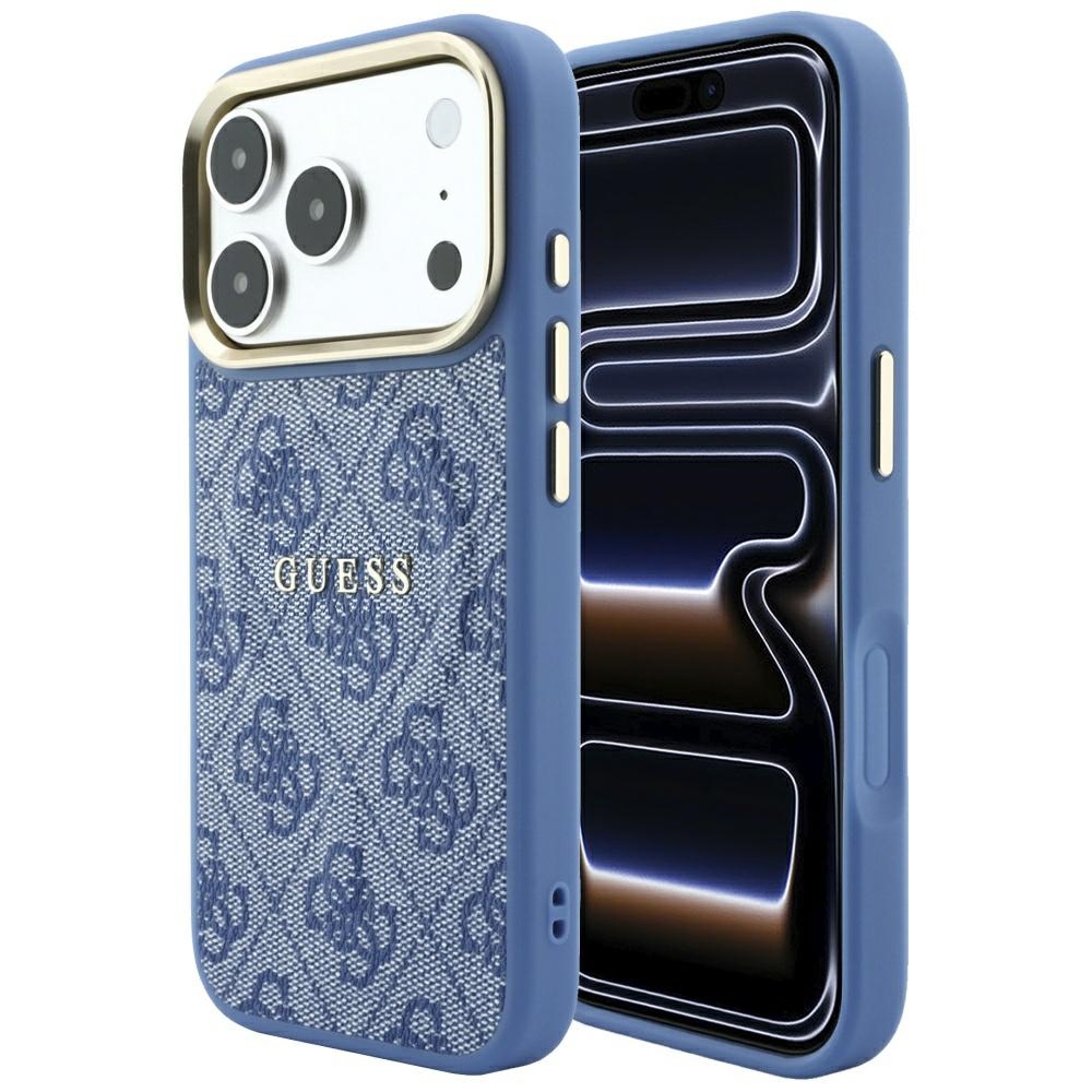 Guess Embossed 4G Classic MagSafe -suojakuori iPhone 17 Pro Max / 18 Pro Max -puhelimelle, sininen