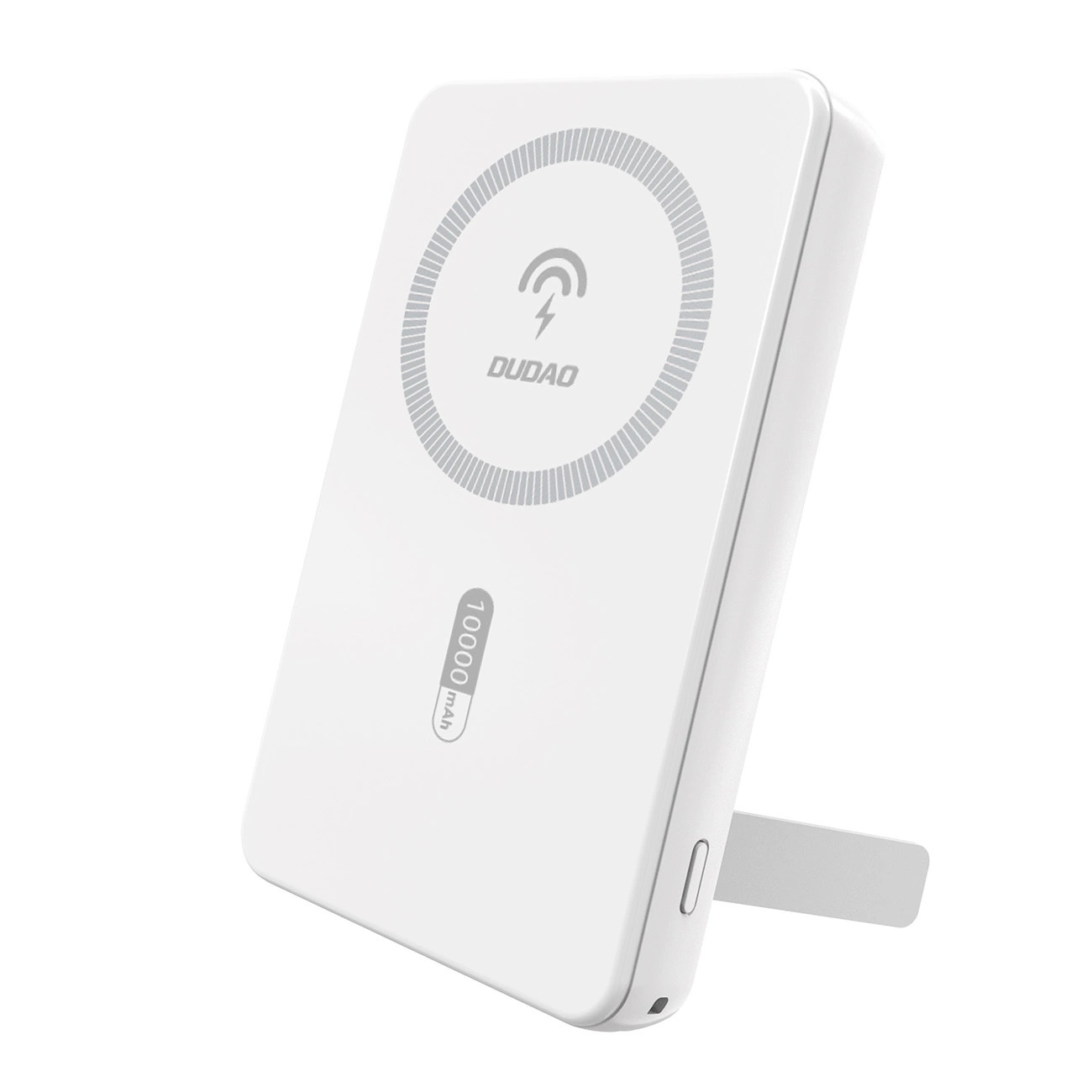 Dudao K14S+ 10000 mAh 22,5 W -magneettinen varavirtalähde USB-A + USB-C, MagSafe-yhteensopiva, telineellä, valkoinen