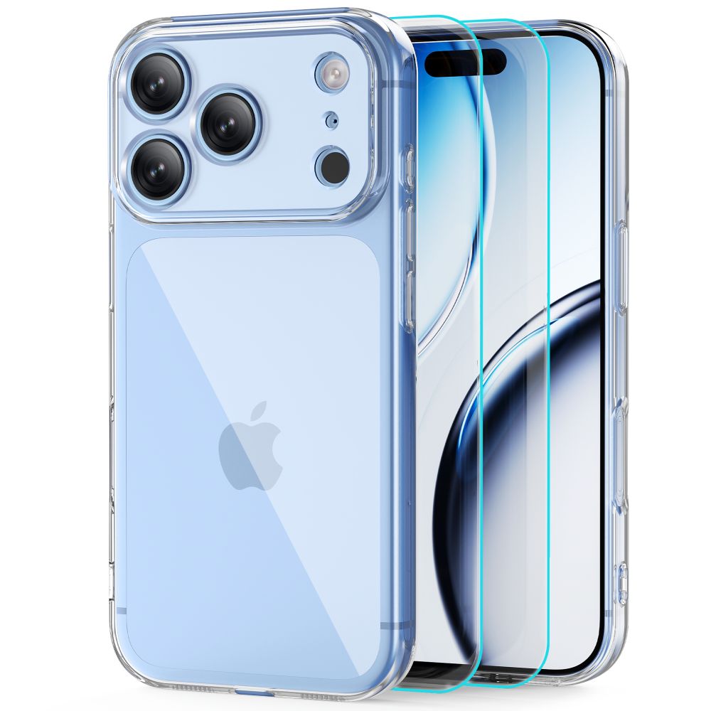 Tech-Protect FlexAir läpinäkyvä suojakuori ja Glass Fit+ karkaistu lasi, 2 kpl, iPhone 18 Pro Max / 17 Pro Max -malleille