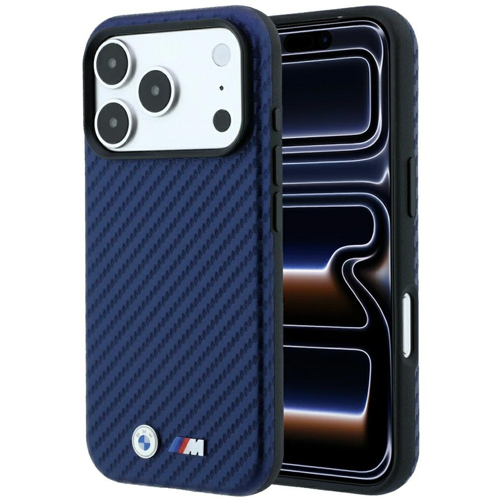 BMW M Carbon Metal Logo MagSafe suojakuori mallille iPhone 17 Pro / 18 Pro – tummansininen