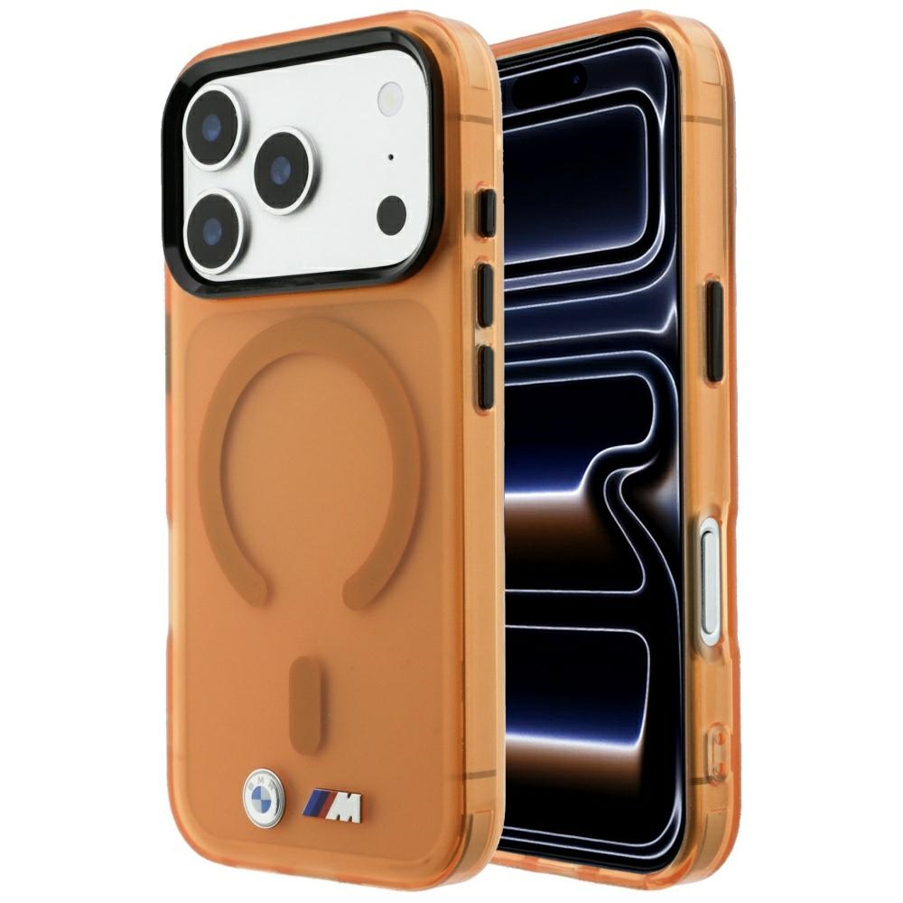 BMW M IML Frosted Metal Logo & Trims MagSafe suojakuori mallille iPhone 17 Pro / 18 Pro – oranssi