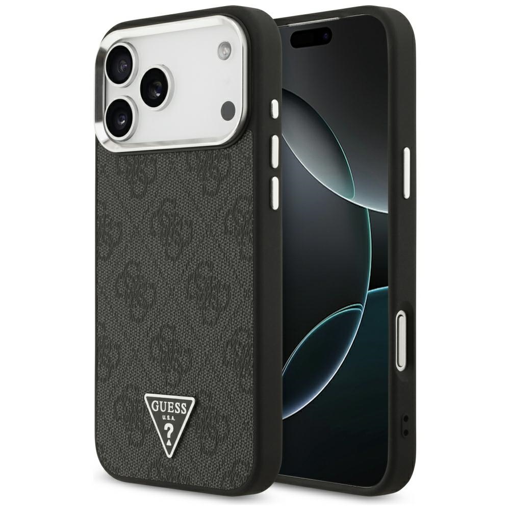 Guess 4G Triangle Logo MagSafe suojakuori mallille iPhone 17 Pro Max / 18 Pro Max – musta ja hopea