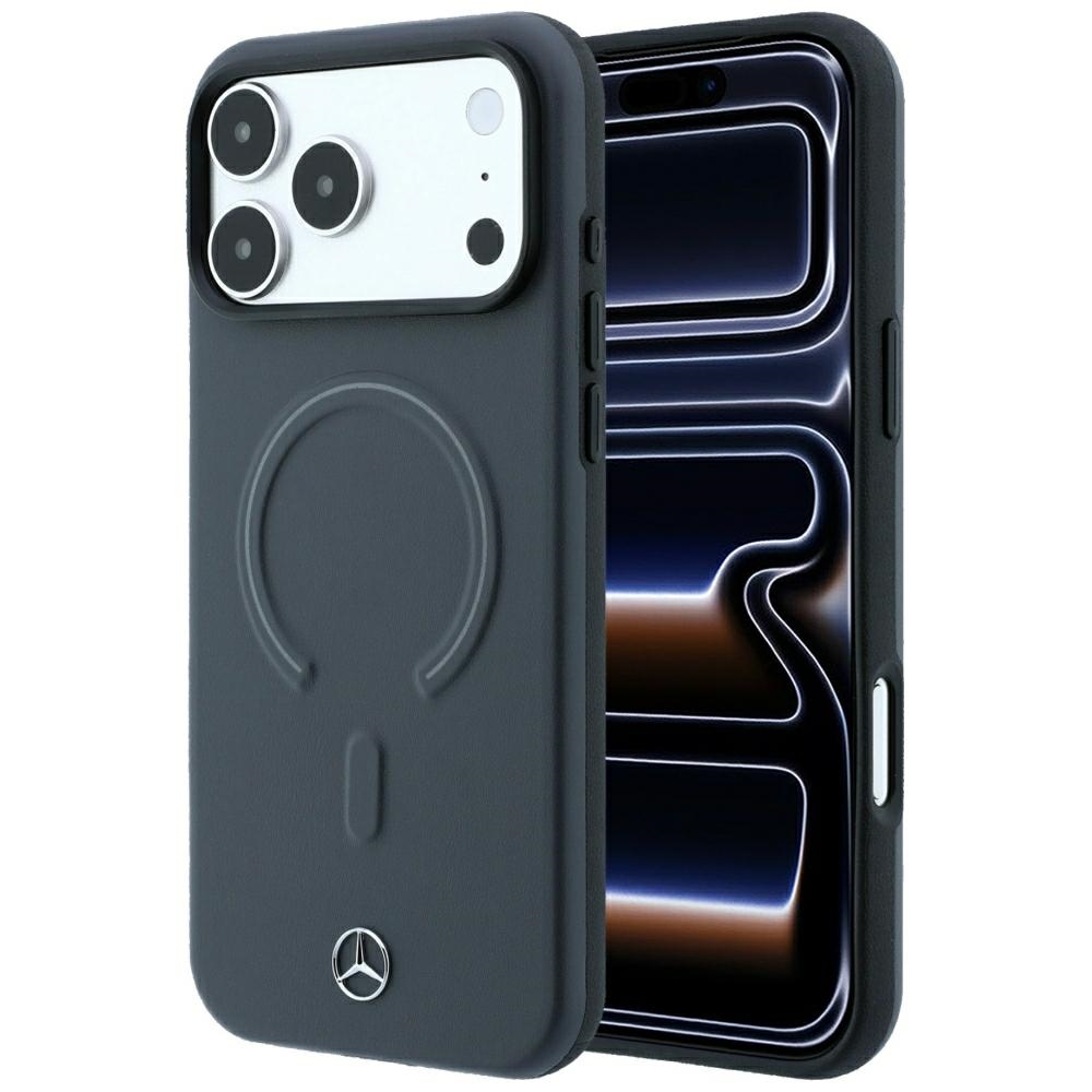 Mercedes Leather 3D MagSafe-suojakuori iPhone 18 Pro / 17 Pro -malleille, antrasiitti