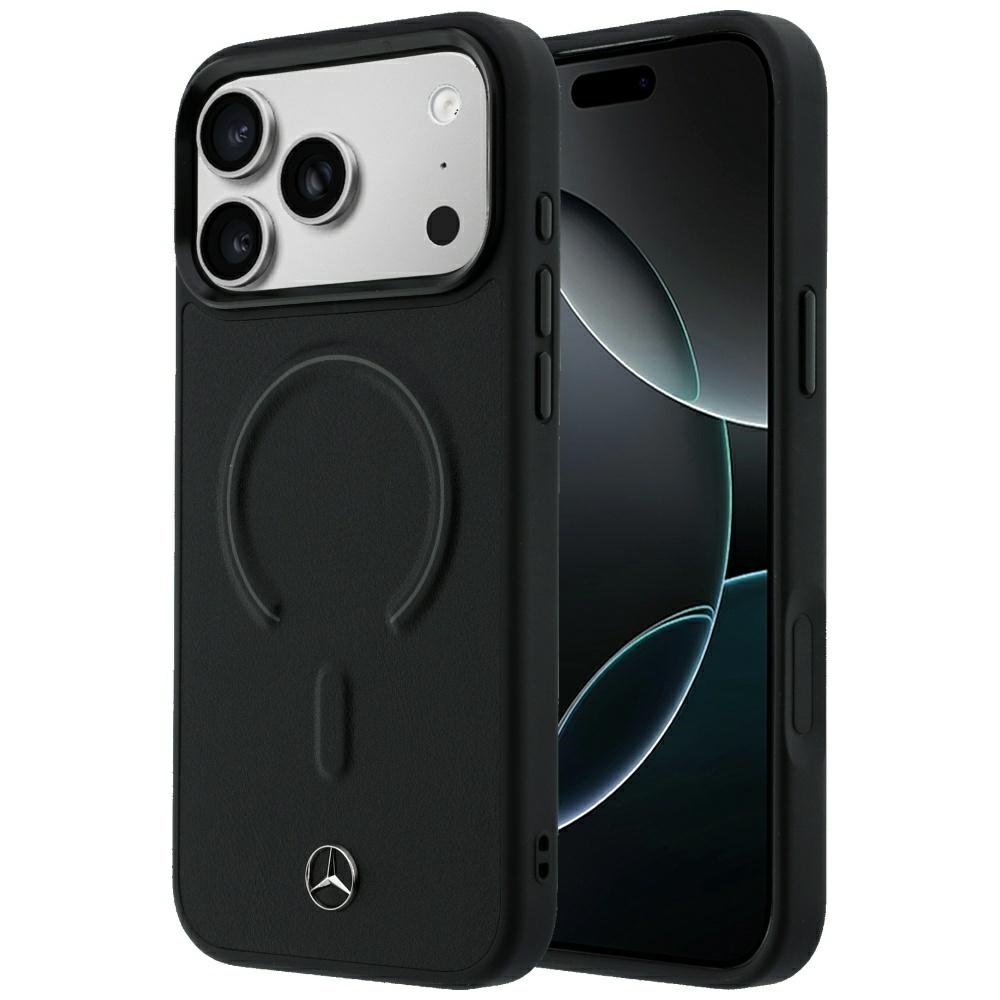 Mercedes 3D MagSafe nahkainen suojakuori malleille iPhone 18 Pro Max / 17 Pro Max, musta