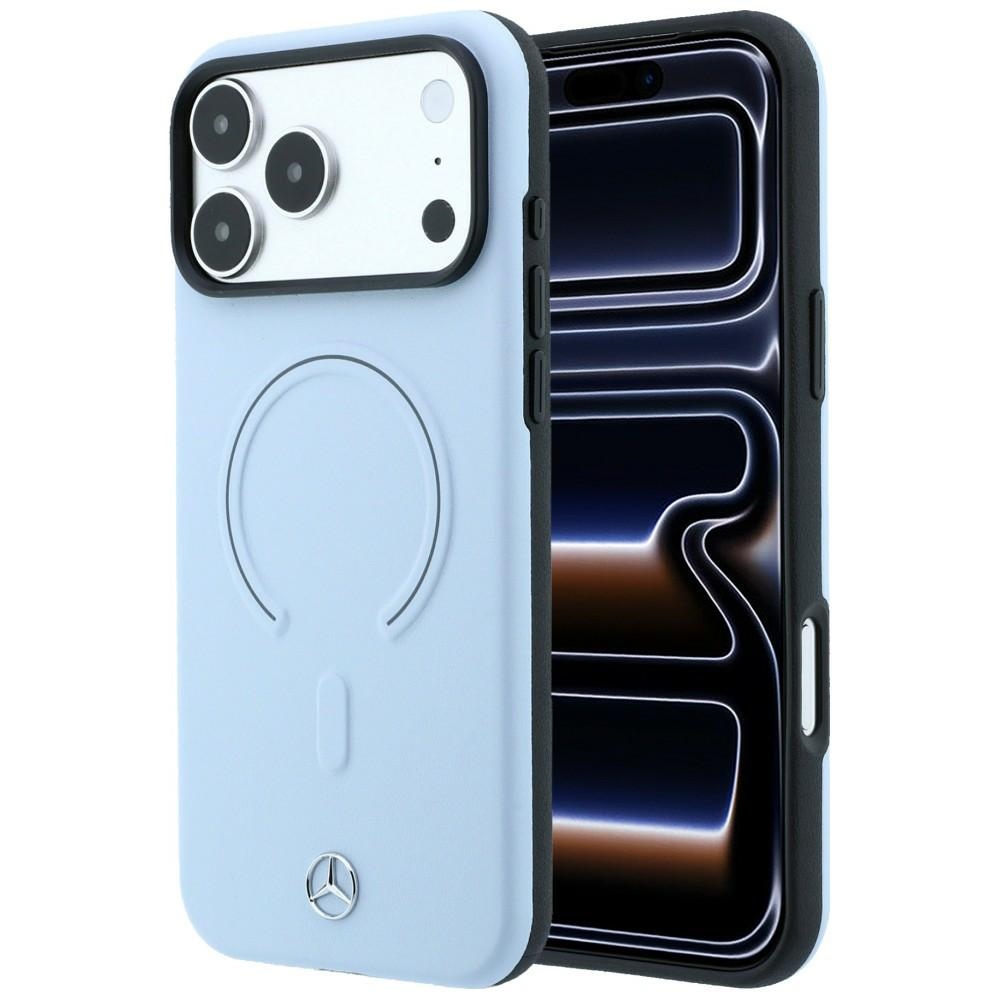 Mercedes 3D MagSafe nahkainen suojakuori malleille iPhone 18 Pro Max / 17 Pro Max, sininen
