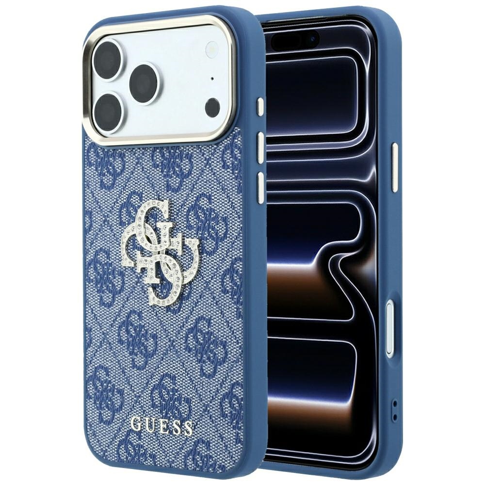 Guess 4G & Big Strass Logo -suojakuori iPhone 18 Pro / 17 Pro -malleille, sininen