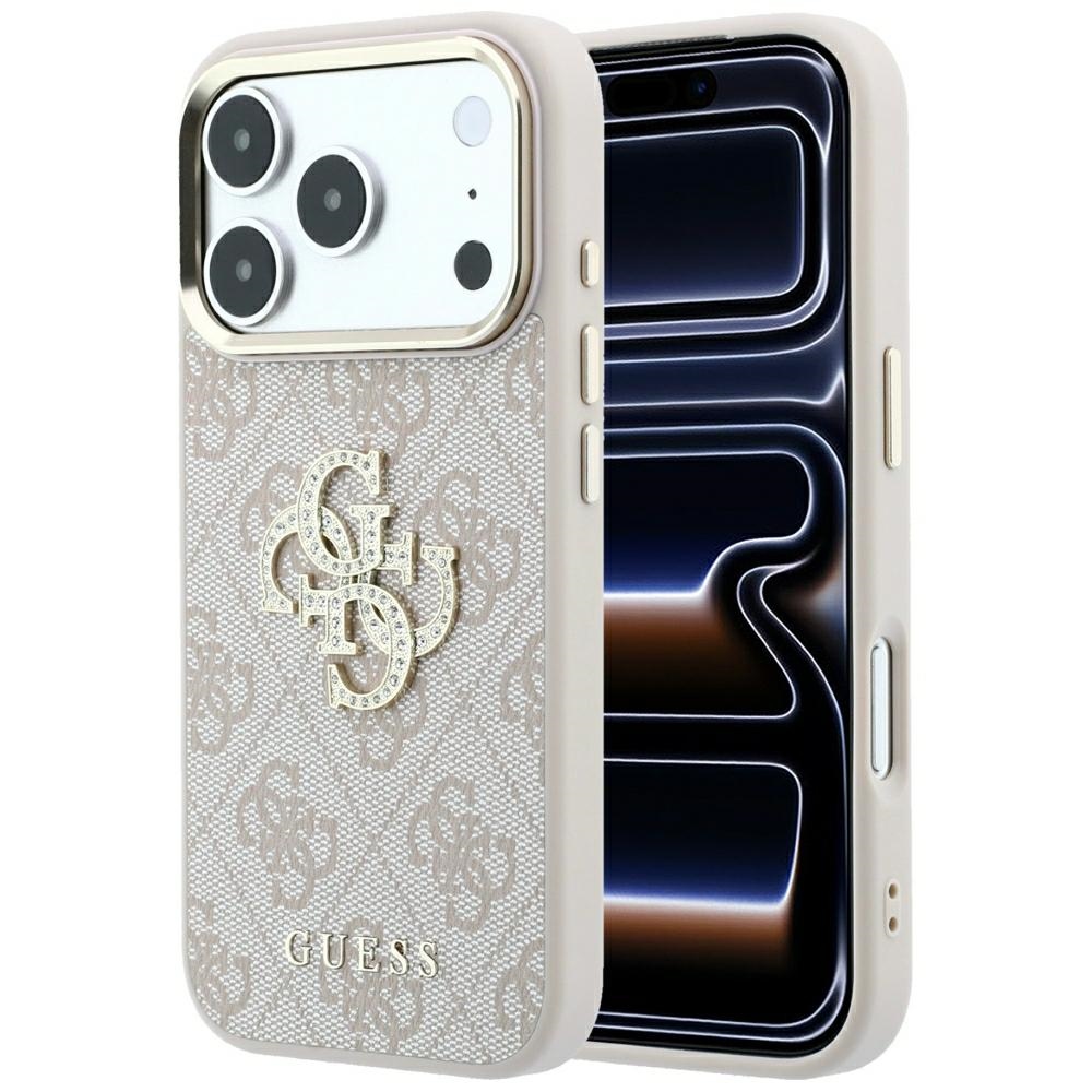 Guess 4G & Big Strass Logo suojakuori mallille iPhone 17 Pro / 18 Pro – väri: vaaleanpunainen