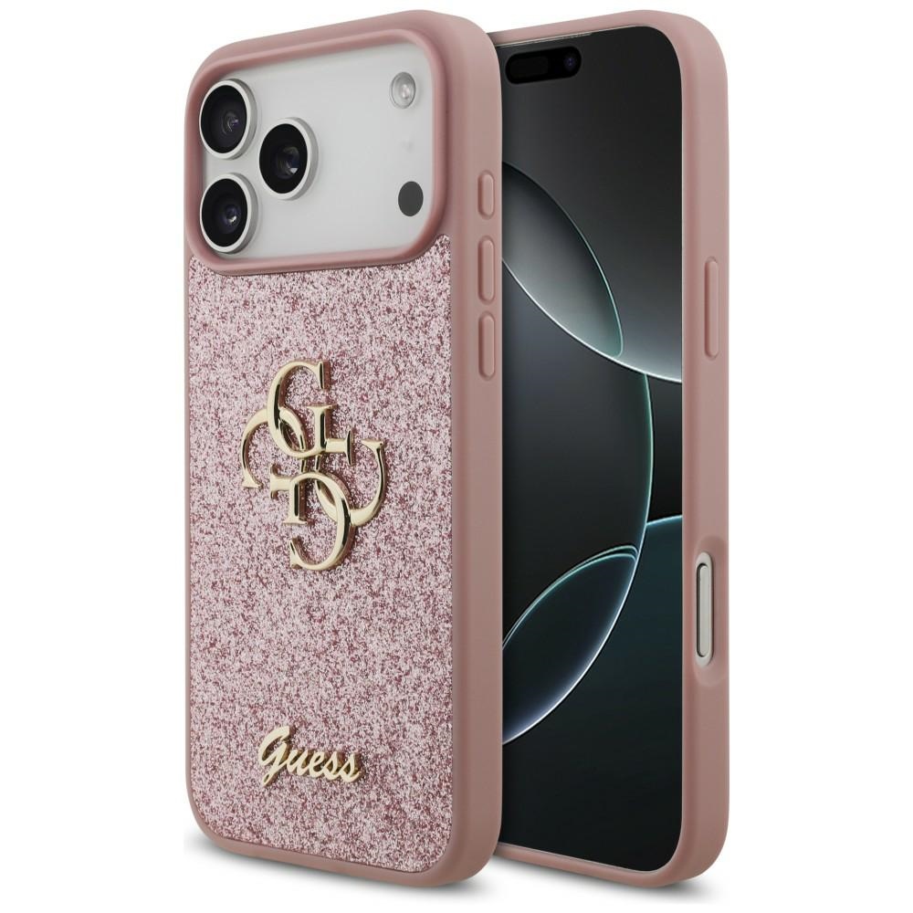 Guess Fixed Glitter Big 4G -suojakuori iPhone 18 Pro Max / 17 Pro Max -malleille, vaaleanpunainen