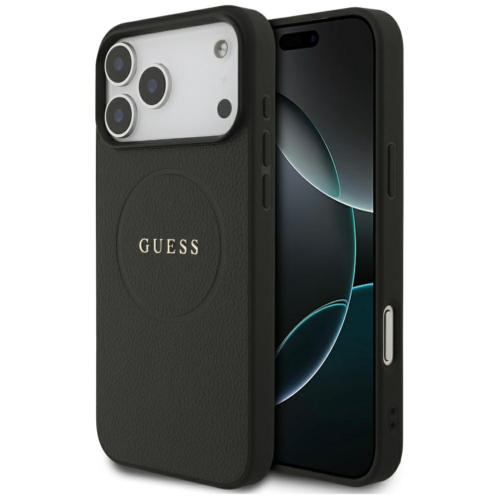 Guess Grained Gold Ring MagSafe suojakuori mallille iPhone 18 Pro Max / 17 Pro Max – väri: musta
