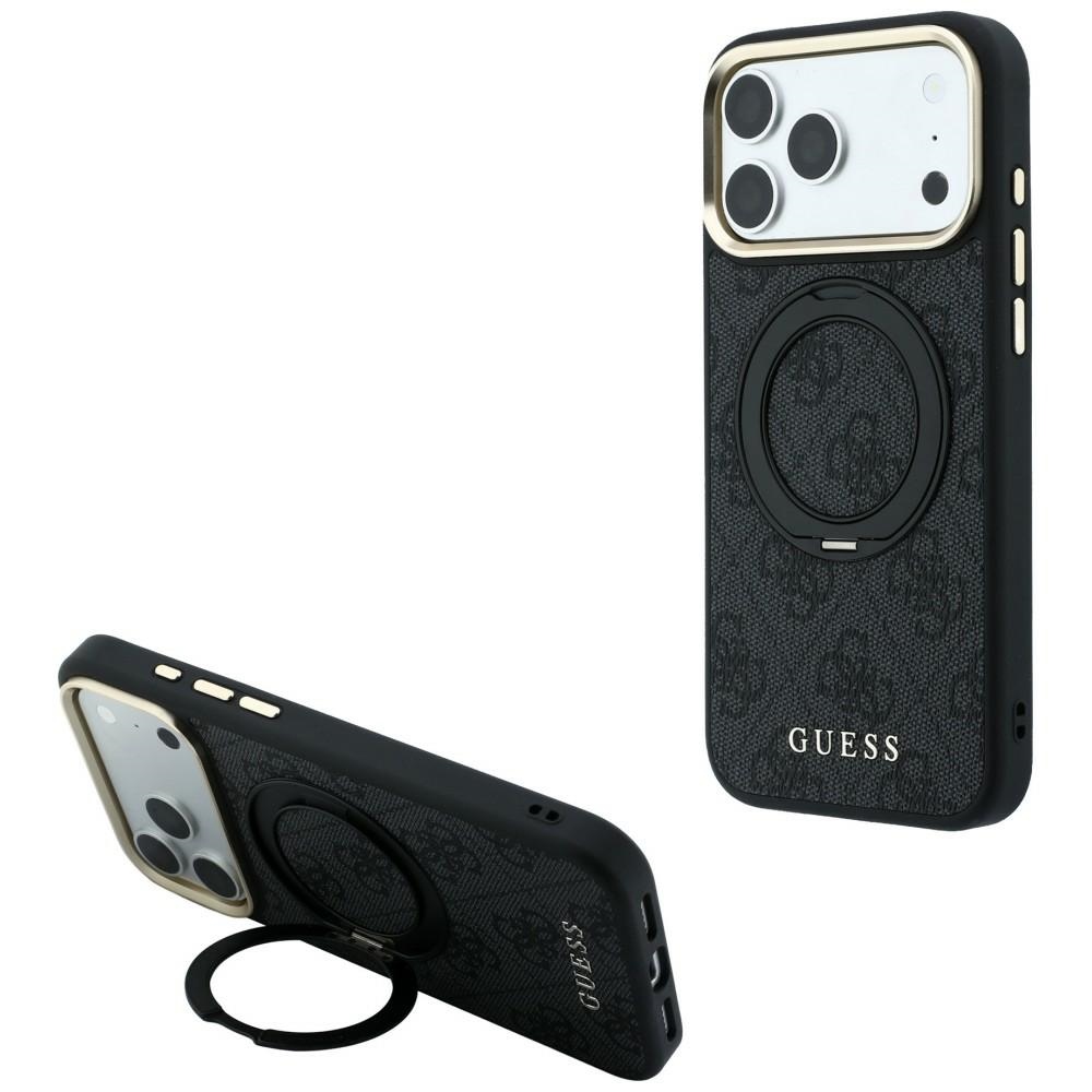 Guess Ring Stand 360 4G Classic Logo MagSafe suojakuori malleille iPhone 17 Pro Max / 18 Pro Max, musta