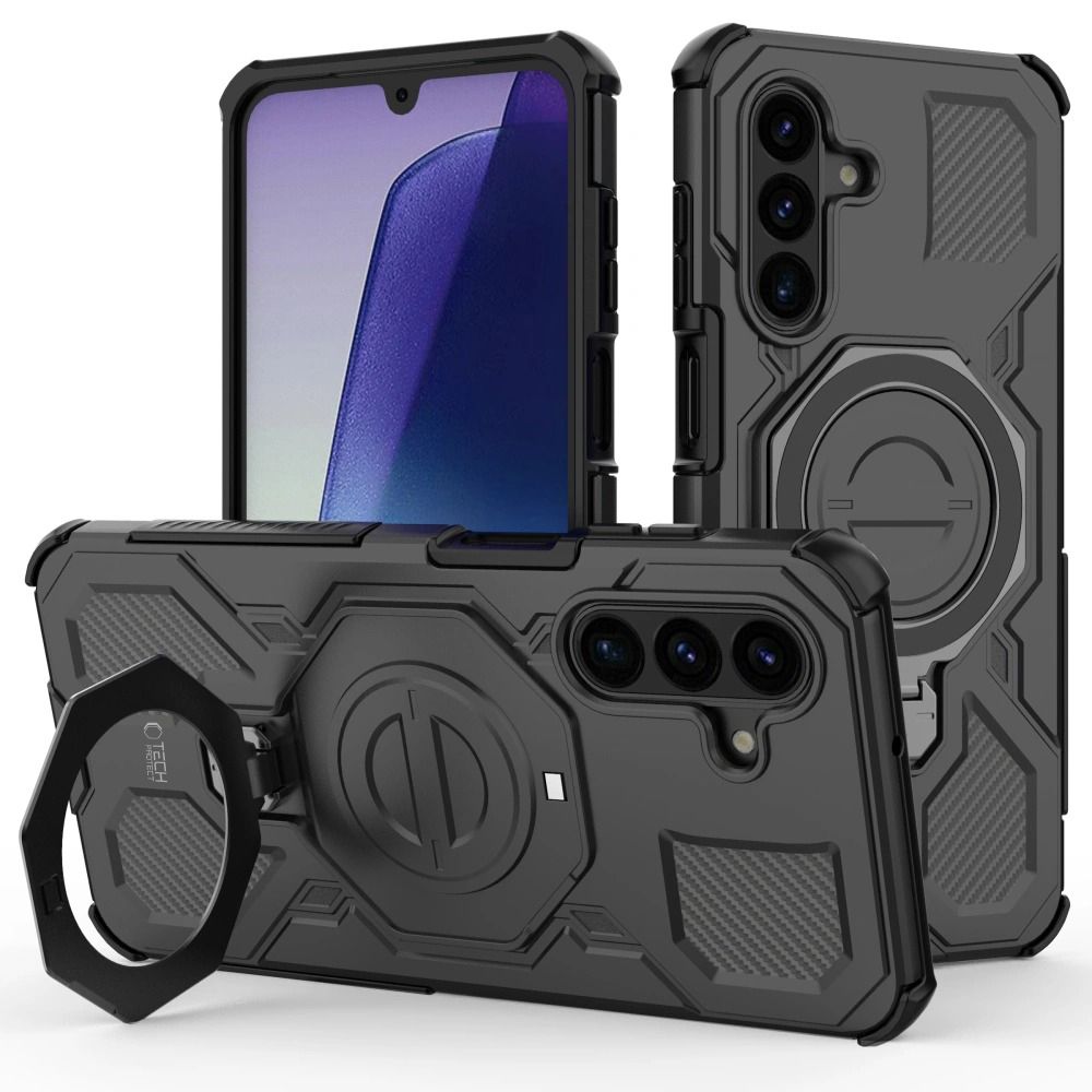 Tech-Protect TacticStand MagSafe suojakuori malleille Samsung Galaxy A17 / A18 4G / 5G, mattamusta