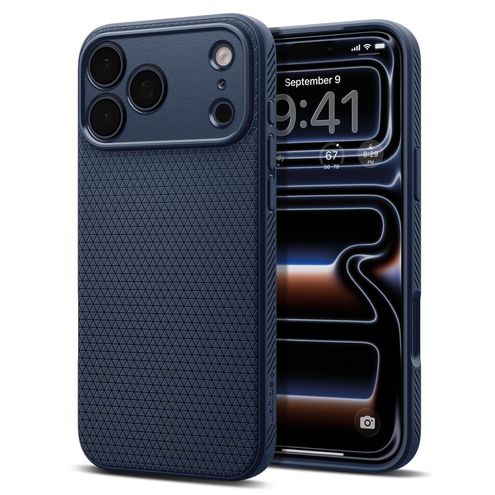 Spigen Liquid Air suojakuori mallille iPhone 18 Pro / 17 Pro – väri: tummansininen