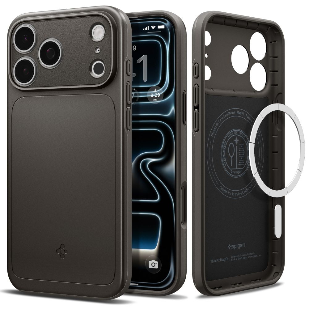 Spigen Thin Fit MagSafe -suojakuori iPhone 17 Pro / 18 Pro -malleille, grafiitti