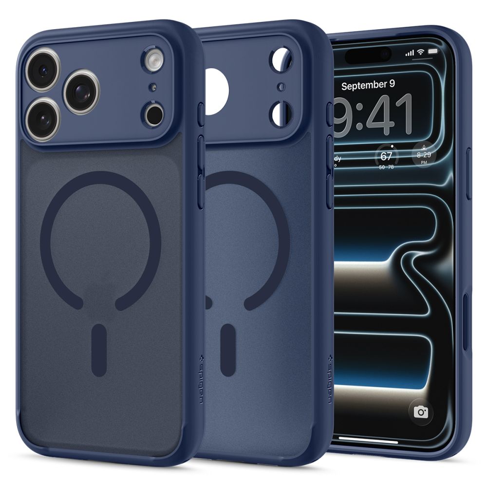 Spigen Ultra Hybrid MagSafe -suojakuori iPhone 18 Pro / 17 Pro -malleille, tummansininen