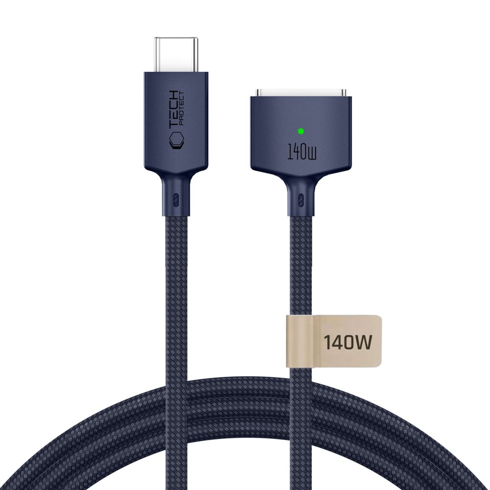 Tech-Protect MMC01 Ultraboost USB-C / MagSafe 3 140W 300cm kaapeli mallille MacBook, tummansininen