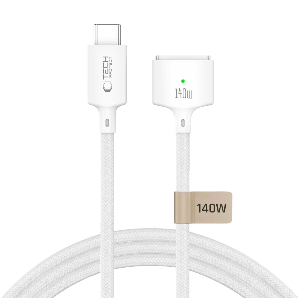 Tech-Protect MMC01 Ultraboost USB-C / MagSafe 3 140W 300cm kaapeli mallille MacBook, valkoinen