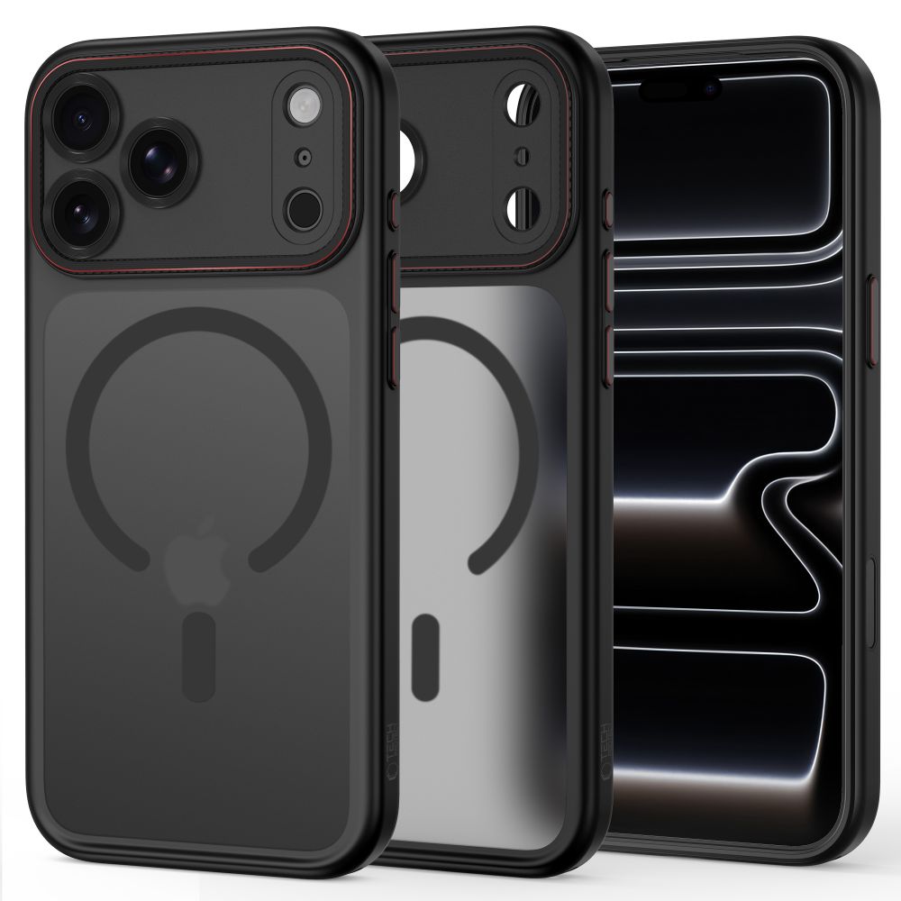 Tech-Protect MagCam MagSafe suojakuori malleille iPhone 18 Pro / 17 Pro, mattamusta ja punainen