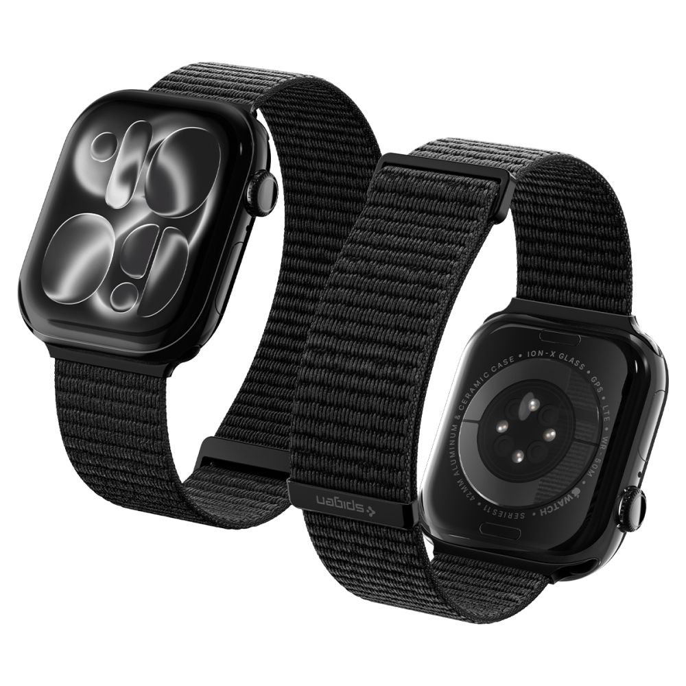 Spigen WBF01 ranneke malleille Apple Watch 44 / 45 / 46 / 49 mm, musta