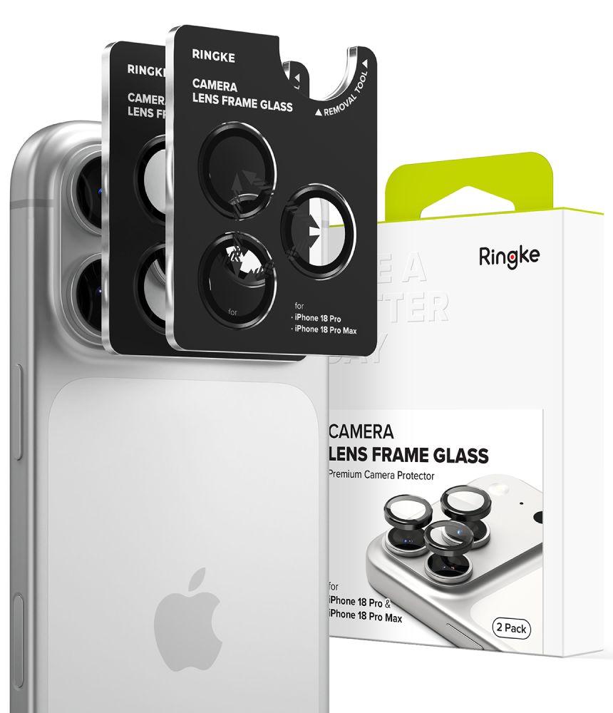 Ringke 2 kpl karkaistuja kamerakehyksen suojalaseja malleille iPhone 18 Pro / Pro Max, musta