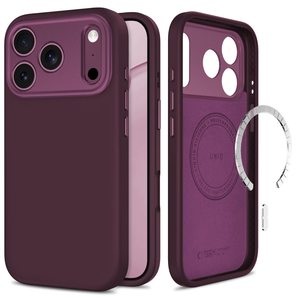 Tech-Protect Uniq MagSafe CC -suojakuori iPhone 18 Pro / 17 Pro -malleille, burgundinpunainen