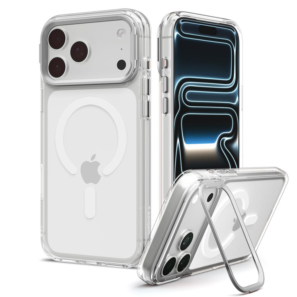 Spigen Ultra Hybrid Optik S MagSafe -suojakuori iPhone 18 Pro Max / 17 Pro Max -malleille, läpinäkyvä hopeanvärinen