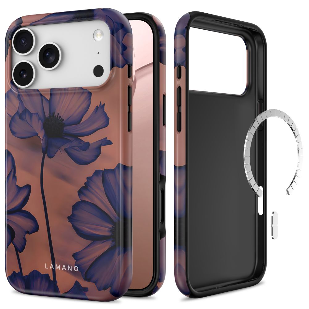Tech-Protect Lamano MagSafe -suojakuori iPhone 18 Pro / 17 Pro -malleille, tummansininen ja ruskea