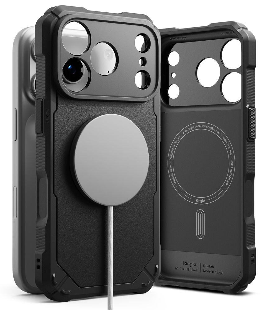 Ringke Rugged Gear Magnetic MagSafe -suojakuori iPhone 18 Pro Max / 17 Pro Max -malleille, musta