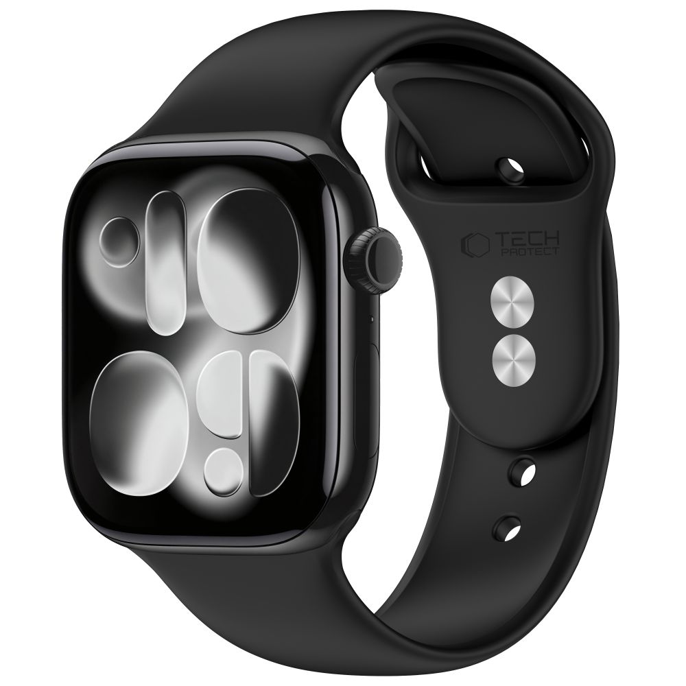 Tech-Protect silikoniranneke Apple Watch 44 / 45 / 46 / 49 mm -malleille, musta