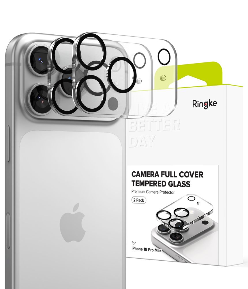 Ringke Camera Full Cover -kameransuojalasi, 2 kpl:n pakkaus iPhone 18 Pro Max -mallille, musta