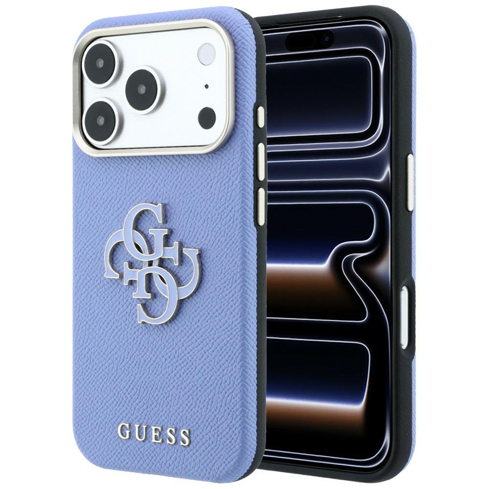 Guess Grained & Big Resin Logo -suojakuori iPhone 18 Pro Max / 17 Pro Max – sininen