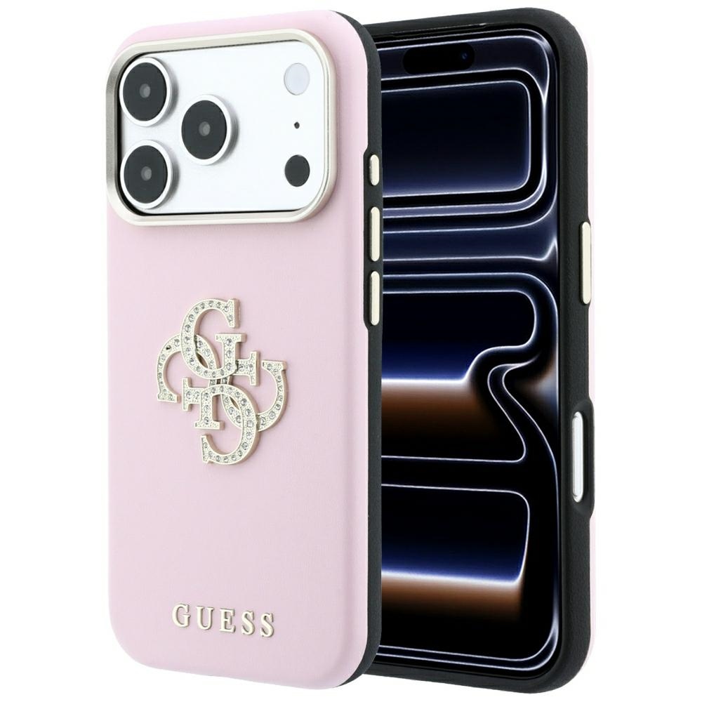 Guess Smooth & Big Strass Logo -suojakuori iPhone 18 Pro Max / 17 Pro Max – vaaleanpunainen
