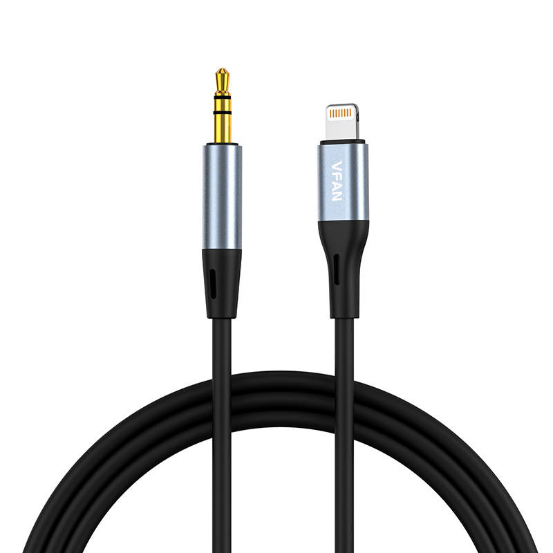 VFAN L05 Lightning–3,5 mm minijakki-AUX-kaapeli, 1 m, harmaa