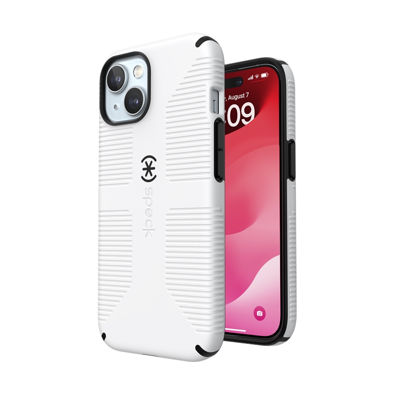 Speck Candyshell Grip MagSafe - Suojakuori iPhone 17e / 16e / 15 / 14 / 13 (valkoinen / musta)