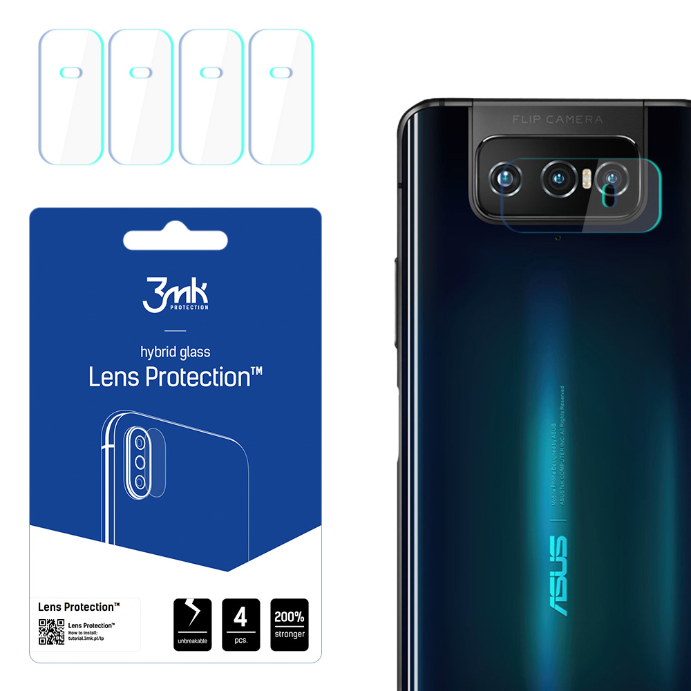 3MK Flexible Glass Lens Hybridilasi ASUS Zenfone 7 kameralle 4 kpl