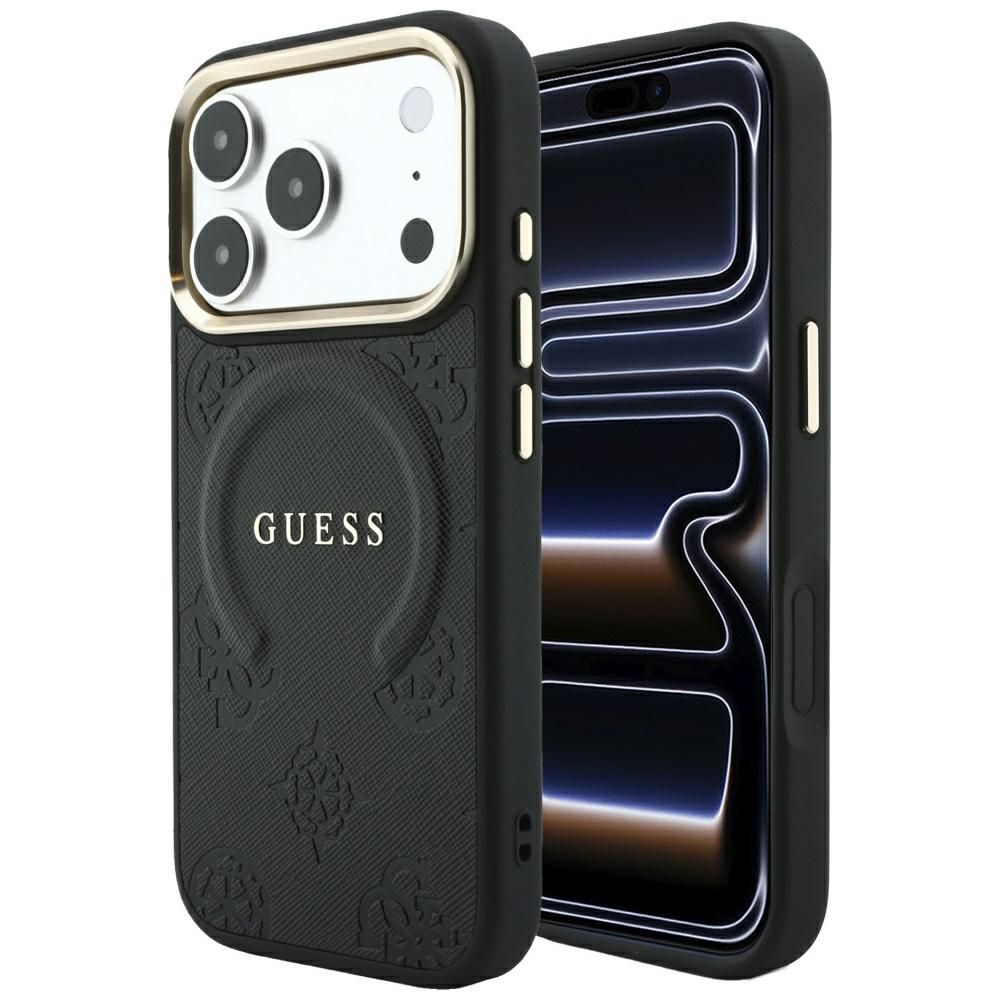 Kotelo mallille IPHONE 18 Pro/17 Pro MagSafe-yhteensopiva (Saffiano Peony Ring) (väri: musta)
