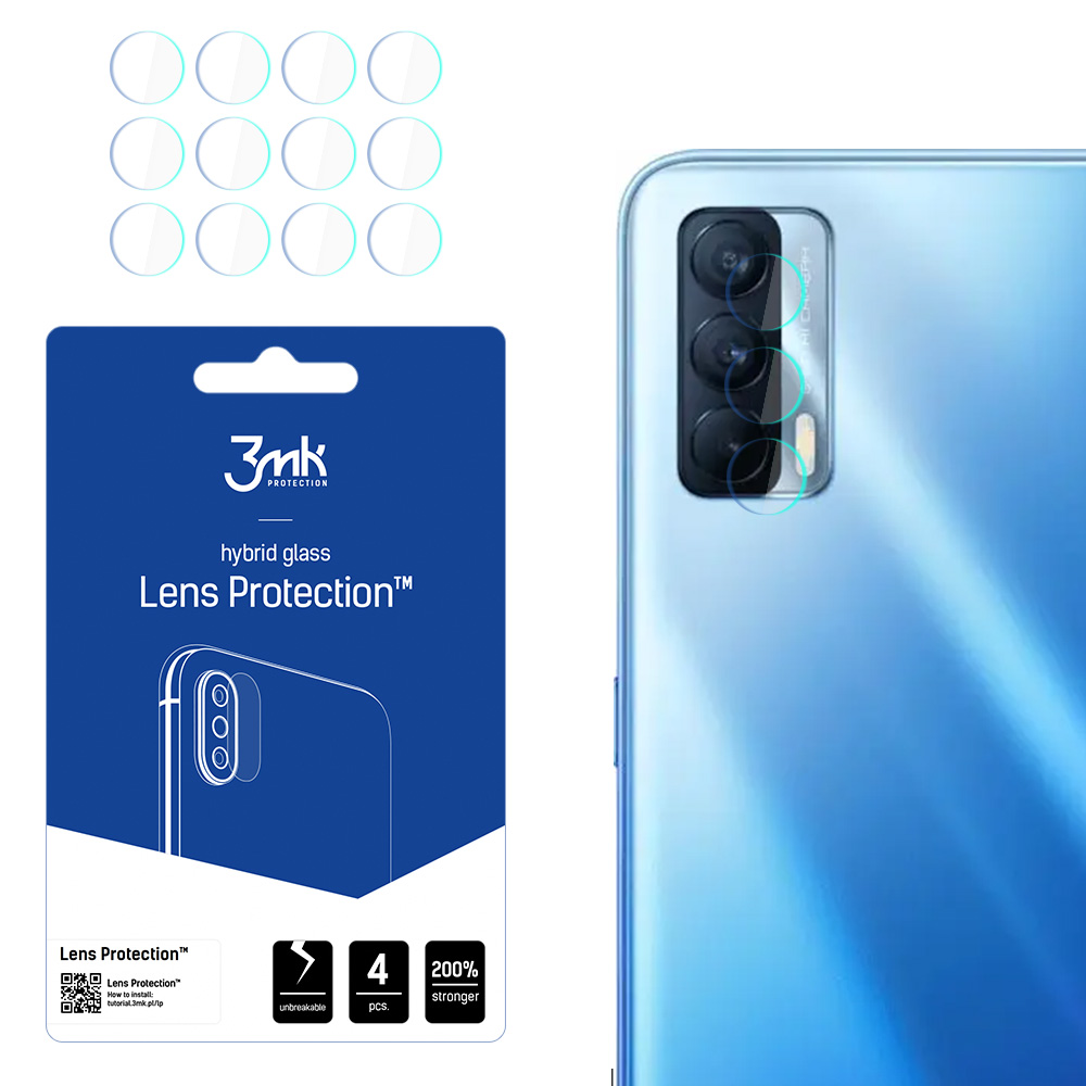 3MK Flexible Glass Lens Hybridilasi Realme V15 5G kameralle 4 kpl